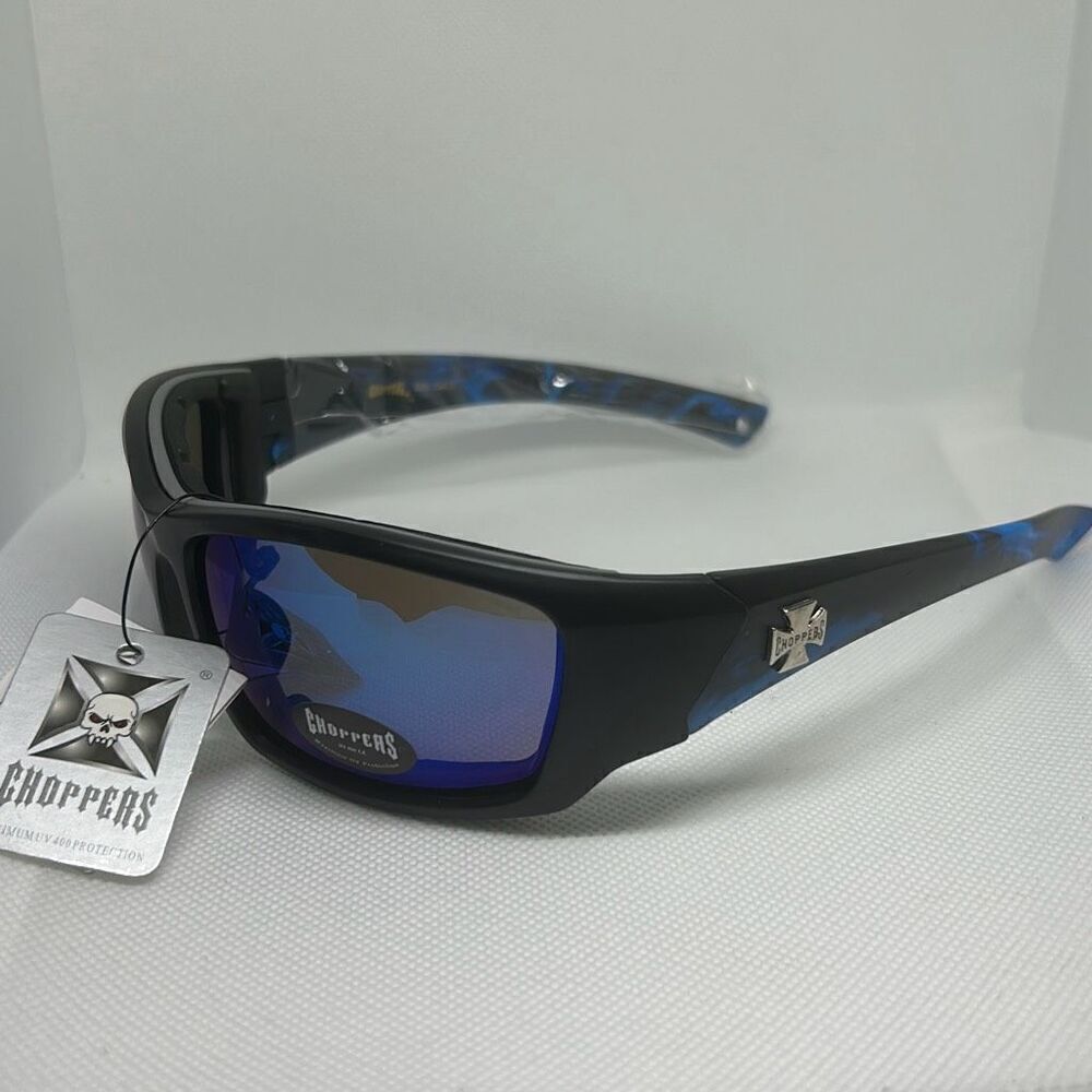 Choppers Padded Flame Mirrored Lens Sunglasses